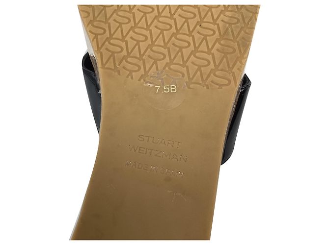 Sandales compensées Stuart Weitzman Carmen en cuir verni noir - vue 6