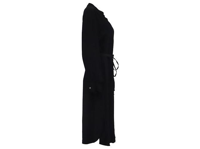 Autre Marque Robe chemise ceinturée Hugo Boss Dibanorah en viscose noire - vue 3
