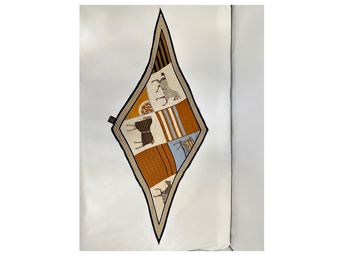 Foulard Hermès con stampa equina in cashmere multicolore - vista 6