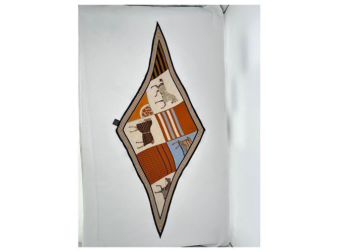 Foulard Hermès con stampa equina in cashmere multicolore - vista 7