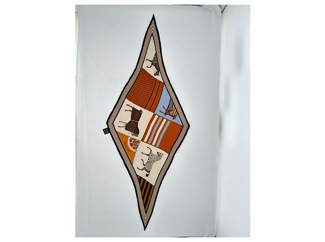 Foulard Hermès con stampa equina in cashmere multicolore - vista 8