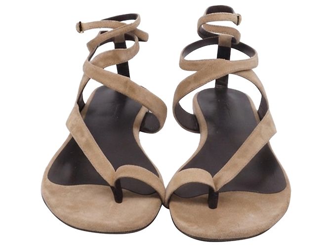 Sandali Khaite Aimee Ankle Wrap in camoscio marrone - vista 2