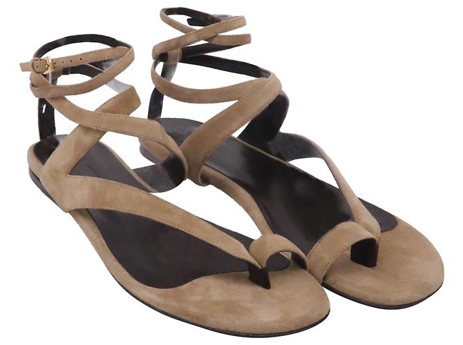 Sandali Khaite Aimee Ankle Wrap in camoscio marrone - vista 3