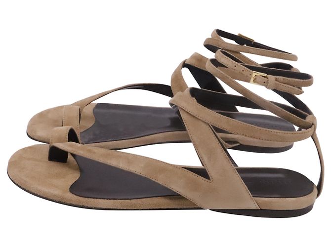Sandali Khaite Aimee Ankle Wrap in camoscio marrone - vista 4