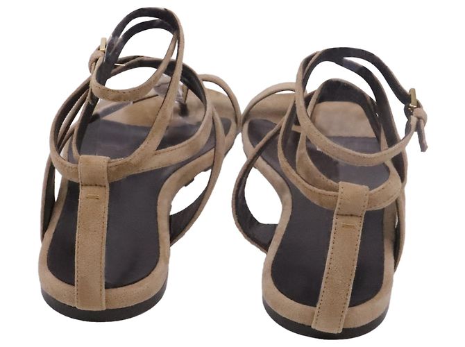Sandali Khaite Aimee Ankle Wrap in camoscio marrone - vista 5