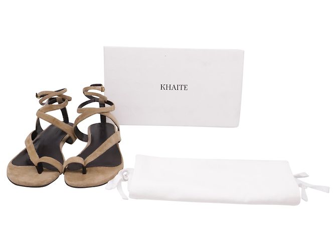 Sandali Khaite Aimee Ankle Wrap in camoscio marrone - vista 6