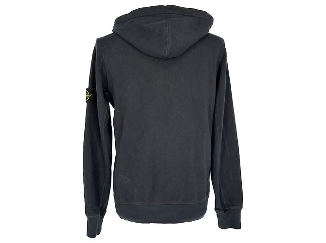 Felpa con cappuccio e zip Stone Island in cotone nero - vista 3