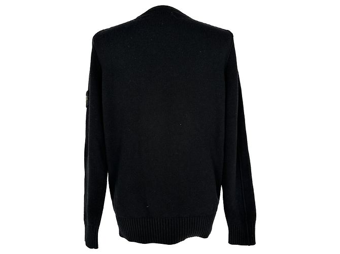Stone Island Rundhals-Strickpullover aus schwarzer Wolle - Ansicht 3