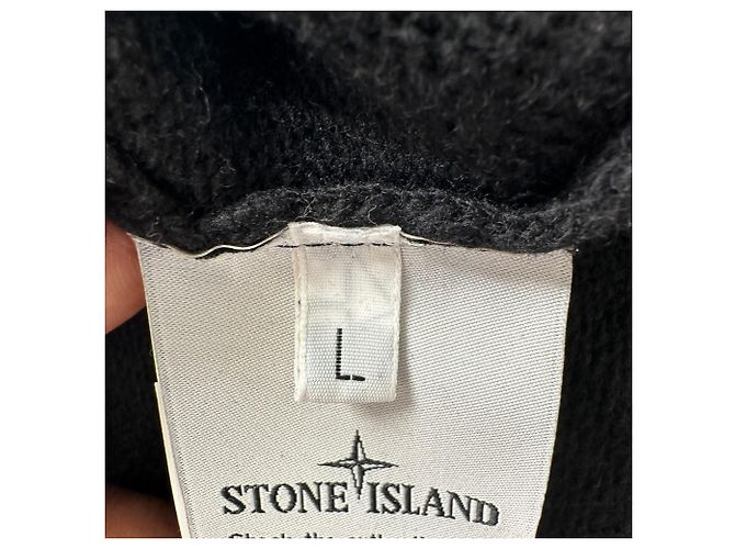 Stone Island Rundhals-Strickpullover aus schwarzer Wolle - Ansicht 6