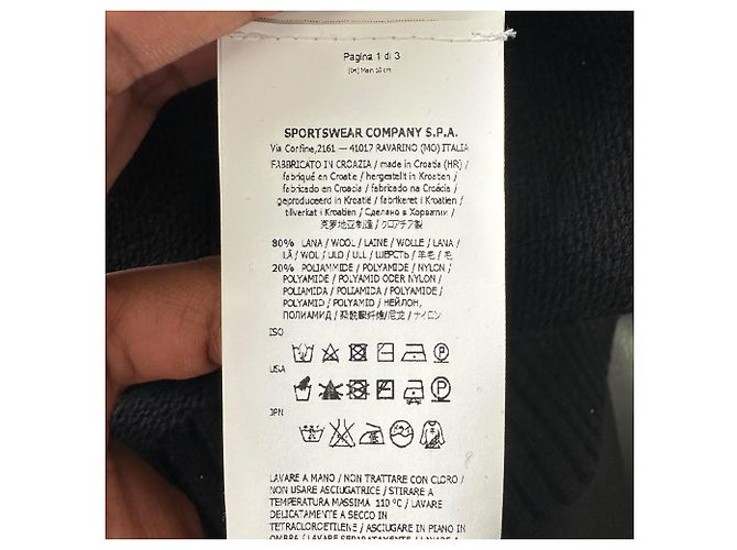 Stone Island Rundhals-Strickpullover aus schwarzer Wolle - Ansicht 9
