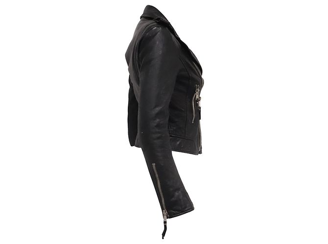 Giacca Biker Slim Balenciaga in Pelle Nera Nero - vista 3