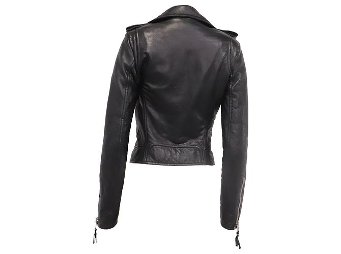 Giacca Biker Slim Balenciaga in Pelle Nera Nero - vista 4