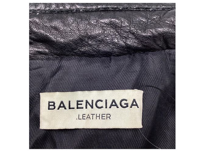 Giacca Biker Slim Balenciaga in Pelle Nera Nero - vista 7
