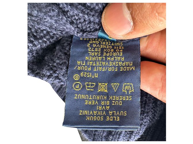 Polo Ralph Lauren Strickpullover mit Zopfmuster aus baumwolle in navy blue Blau Marineblau - Ansicht 9
