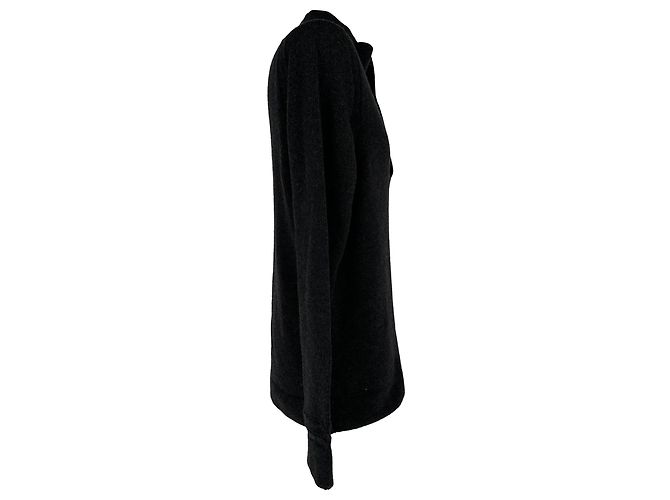 Stone Island Strickpullover mit halbem Reißverschluss aus dunkelgrauer Wolle - Ansicht 2