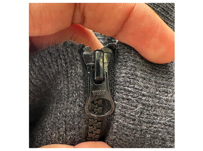 Stone Island Strickpullover mit halbem Reißverschluss aus dunkelgrauer Wolle - Ansicht 4