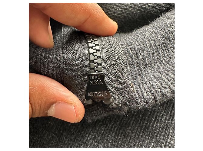 Stone Island Strickpullover mit halbem Reißverschluss aus dunkelgrauer Wolle - Ansicht 5