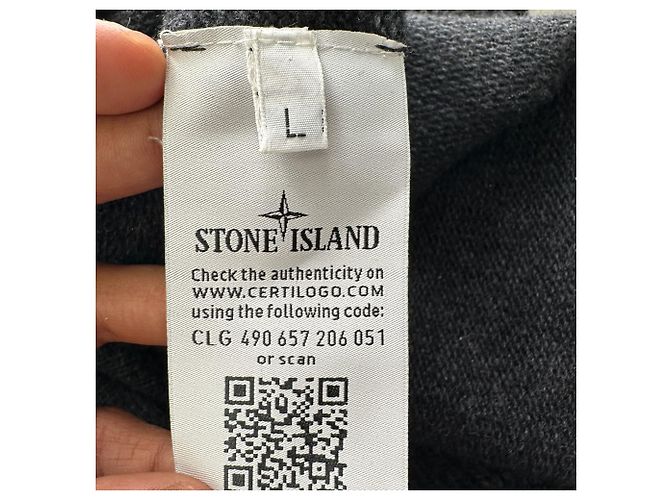 Stone Island Strickpullover mit halbem Reißverschluss aus dunkelgrauer Wolle - Ansicht 8