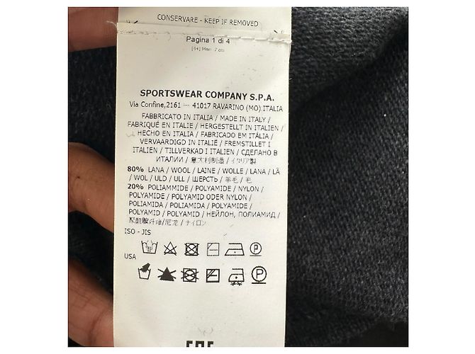 Stone Island Strickpullover mit halbem Reißverschluss aus dunkelgrauer Wolle - Ansicht 9