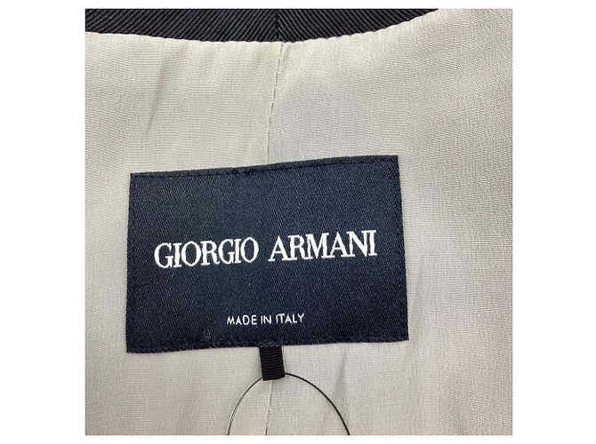 Veste sans col Giorgio Armani en coton noir - vue 6