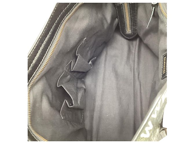 Borsa Balenciaga Medium City Graffiti in pelle d'agnello nera Nero - vista 8