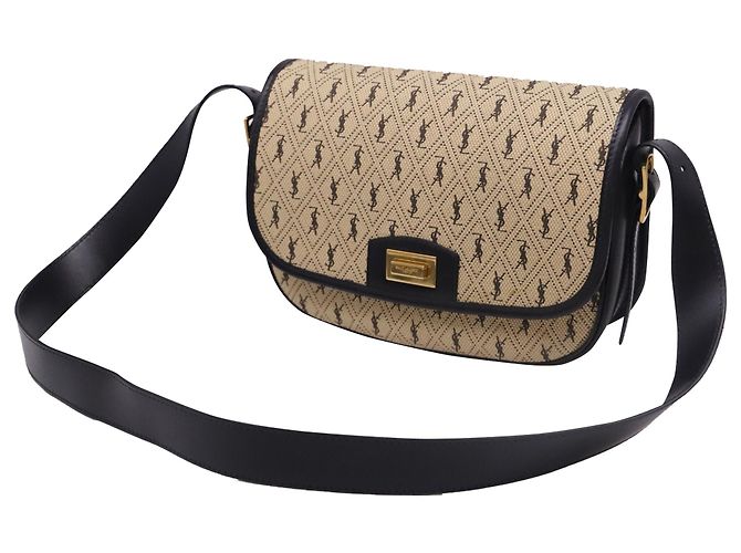 Autre Marque Borsa Satchel Saint Laurent Monogram All-Over Logo in tela nylon Camel Brown Giallo Cammello - vista 2