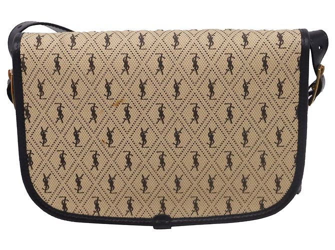 Autre Marque Borsa Satchel Saint Laurent Monogram All-Over Logo in tela nylon Camel Brown Giallo Cammello - vista 4