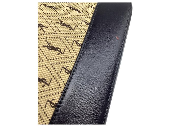 Autre Marque Borsa Bucket Monogram Saint Laurent in Nylon Canvas Camel Brown Giallo Cammello - vista 15