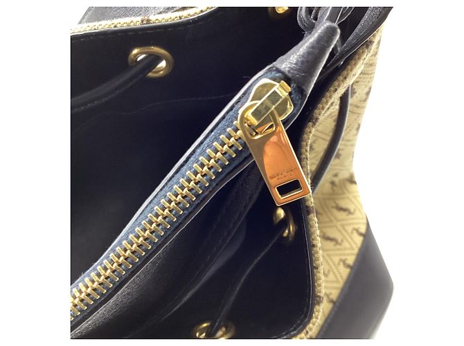 Autre Marque Borsa Bucket Monogram Saint Laurent in Nylon Canvas Camel Brown Giallo Cammello - vista 7