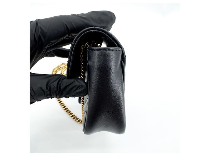 Gucci GG Marmont Flap Matelasse Leather Super Mini Schwarz - Ansicht 3