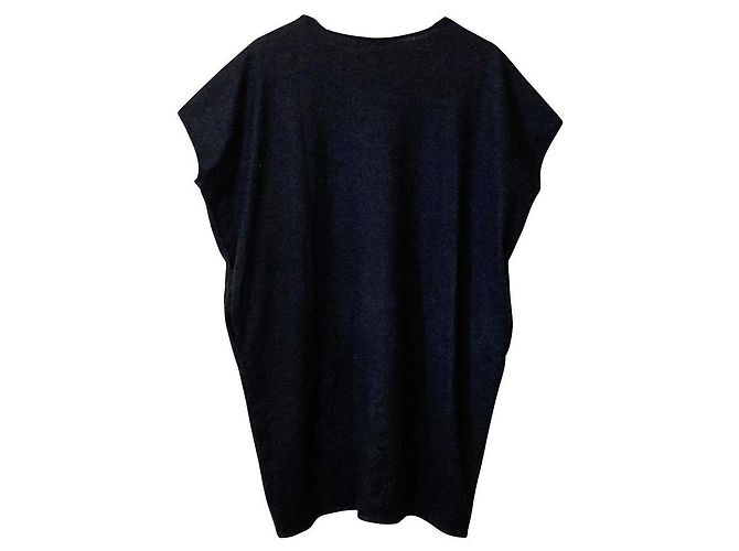 Autre Marque Top in lana con scollo key neck e maniche francesi YOKO CHAN Marrone Grigio antracite - vista 2