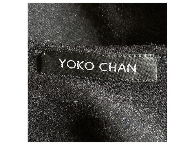 Autre Marque Top in lana con scollo key neck e maniche francesi YOKO CHAN Marrone Grigio antracite - vista 4