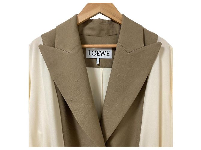 Loewe Bimaterial Long Coat Beige - view 4