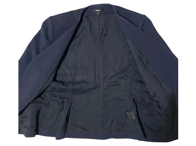 Theory CLASSIC CREPE Collarless Jacket Blue Navy blue - view 4