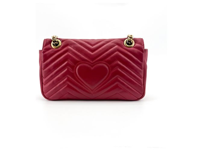 Gucci GG Marmont Flap Chevron Leather Rouge - vue 2