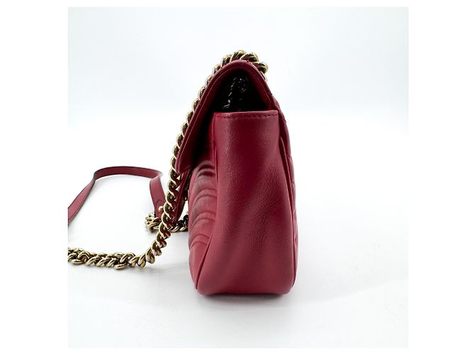 Gucci GG Marmont Flap Chevron Leather Rouge - vue 3