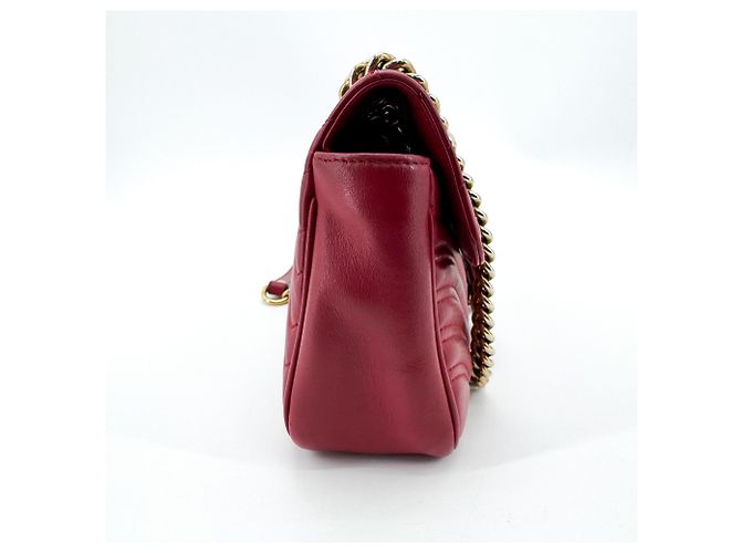 Gucci GG Marmont Flap Chevron Leather Rouge - vue 4