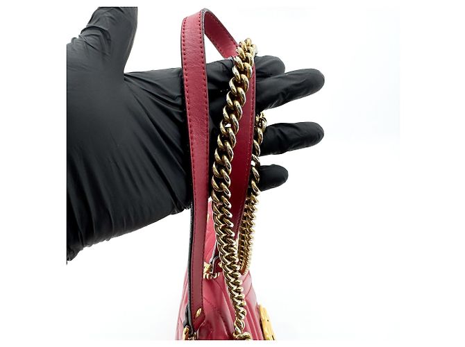 Gucci GG Marmont Flap Chevron Leather Rouge - vue 7