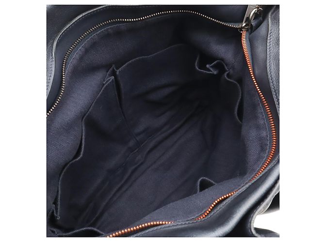 Hermès Sac Cabas HERMES Caravan Vertical MM Orange Bleu Marine - vue 7