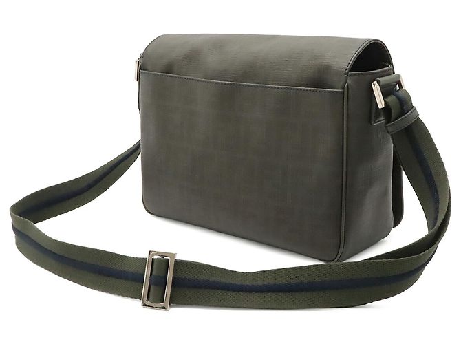 Sac à épaule Fendi Zucca Pattern Marron Vert Kaki - vue 3