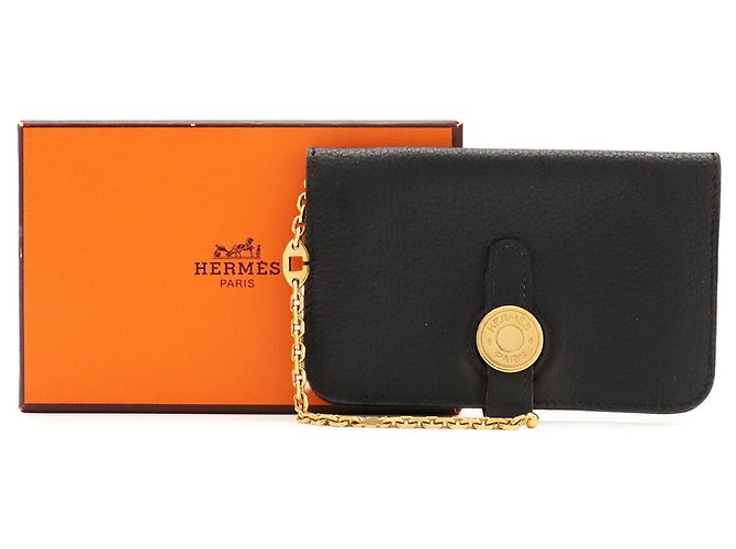 Hermès Portabiglietti Hermes in pelle nera Nero - vista 10