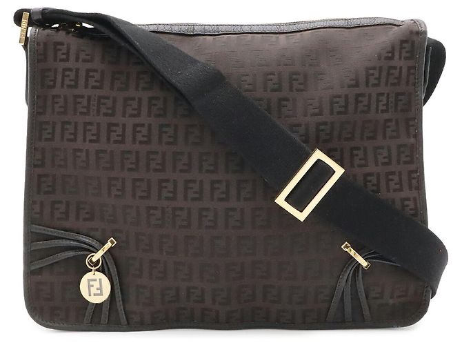 Borsa a tracolla Fendi Zucchino Nero Marrone scuro - vista 2