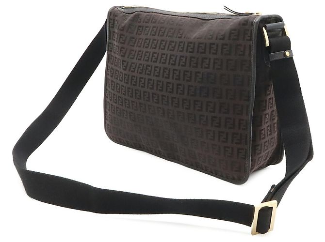 Borsa a tracolla Fendi Zucchino Nero Marrone scuro - vista 3