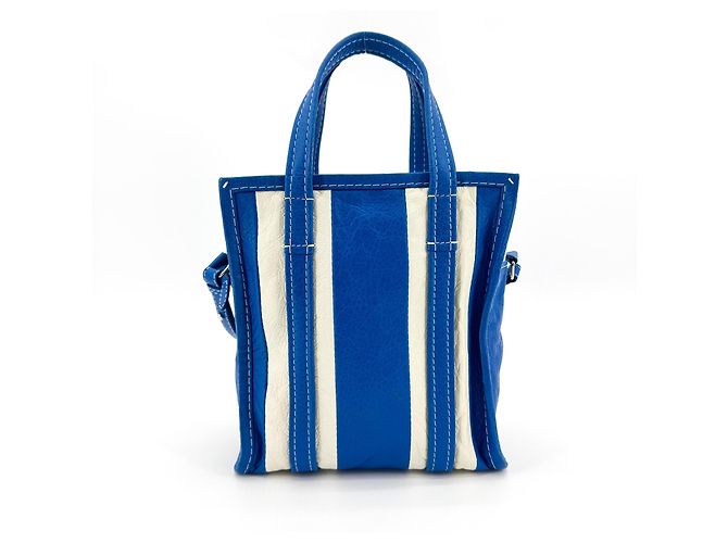 Balenciaga Bazar Striped Leather XXS Blu - vista 2