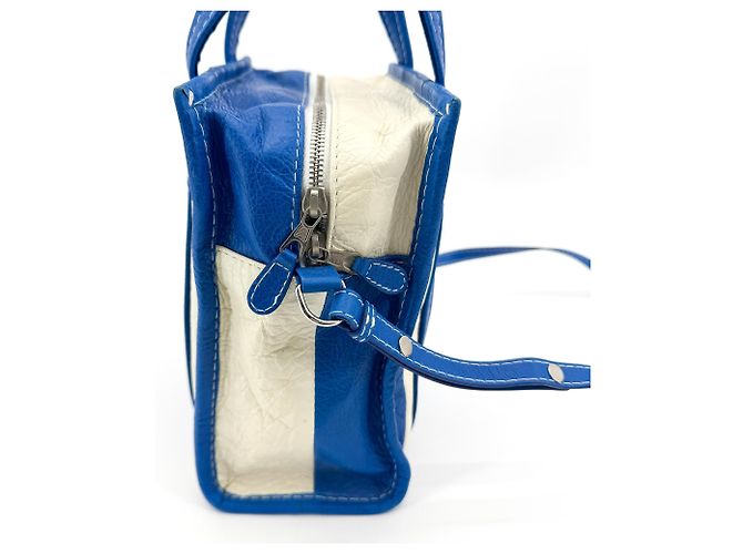 Balenciaga Bazar Striped Leather XXS Blu - vista 3