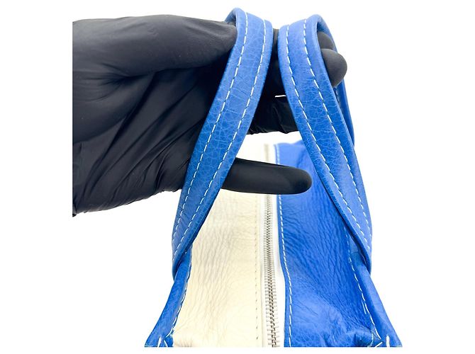 Balenciaga Bazar Striped Leather XXS Blu - vista 7