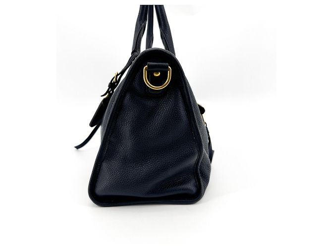 Bolsa Satchel Conversível Prada Vitello Phenix Medium com Zíper Frontal Azul marinho - vista 3