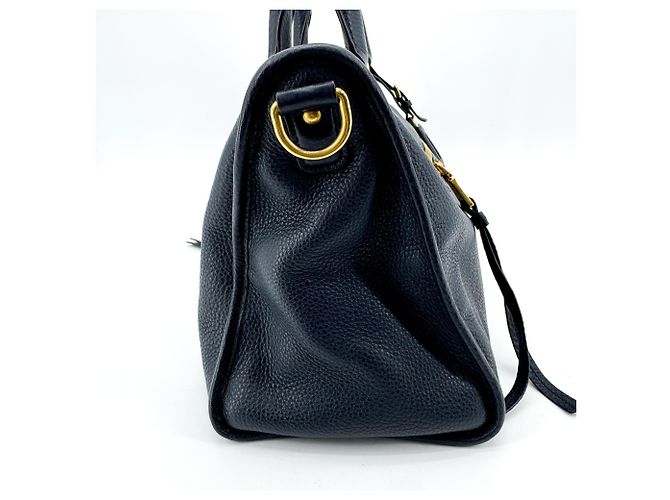 Bolsa Satchel Conversível Prada Vitello Phenix Medium com Zíper Frontal Azul marinho - vista 4