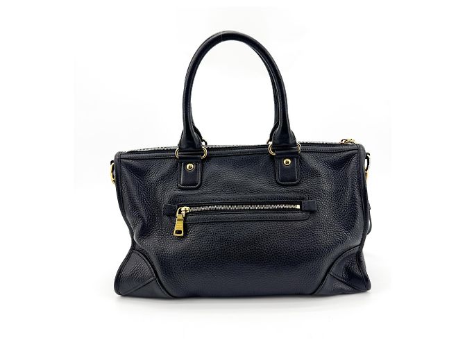 Borsa Satchel Convertibile Prada Vitello Phenix Medium con Cerniera Anteriore Nero - vista 2