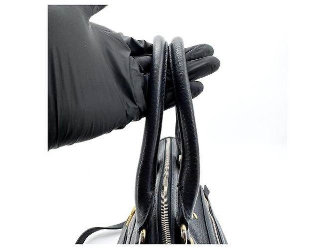 Borsa Satchel Convertibile Prada Vitello Phenix Medium con Cerniera Anteriore Nero - vista 6